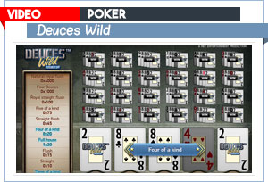 deuces wild video poker pay table